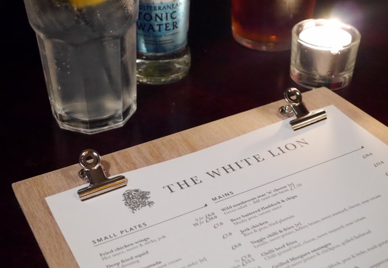 The White Lion Finsbury Park Menu