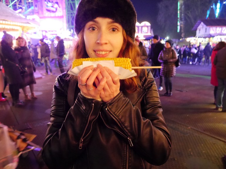 Blogger eating Corn on the Cobb