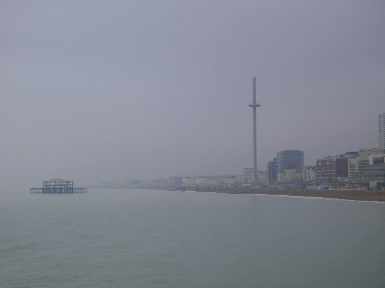 Foggy view from Brighton Pier